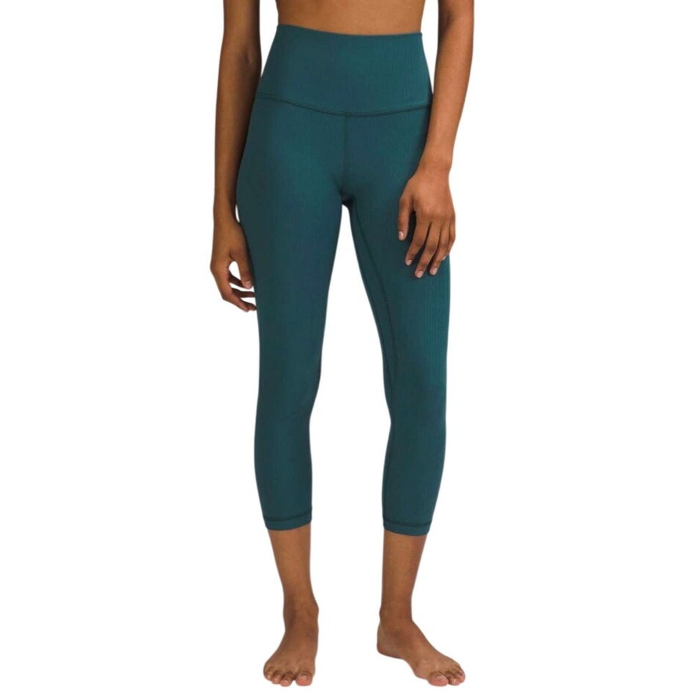Lululemon Align Ribbed High-Rise Crop 23 Green Jasper Yoga Leggings Size 4